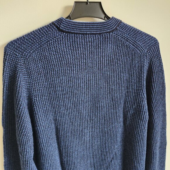 XXL Sweater Blue Navy Jos A Bank Crewneck Chunky Knit Tailored Fit Mens Wool Mix - Picture 16 of 17